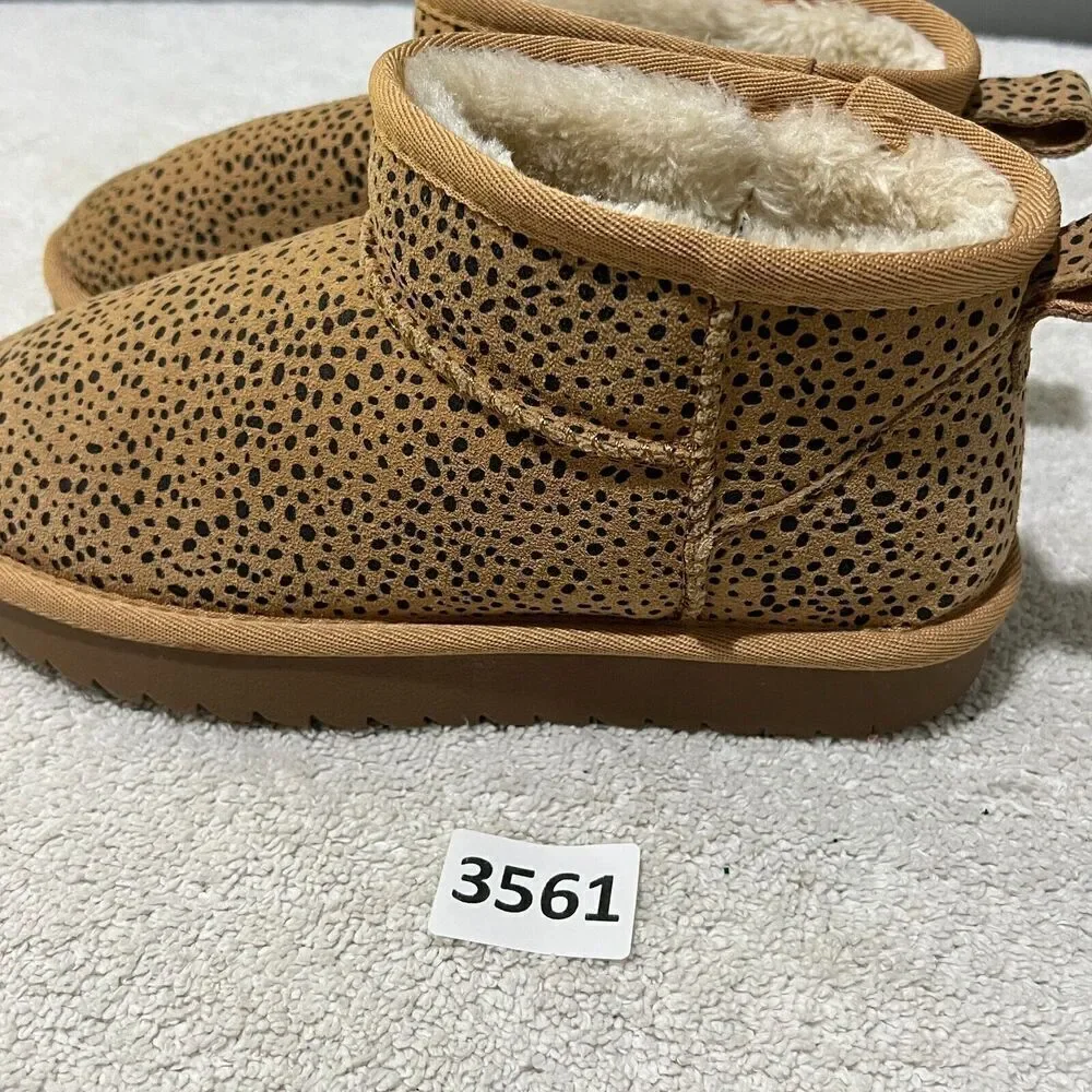 Cushionaire Womens Hipster Cozy Ankle Slip On Boot 6.5 Cheetah Winter Comfort